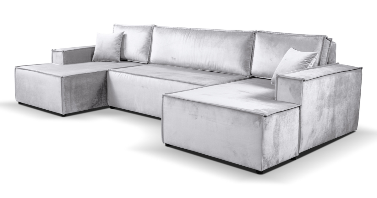 Calix U shaped silver corner sofa bed